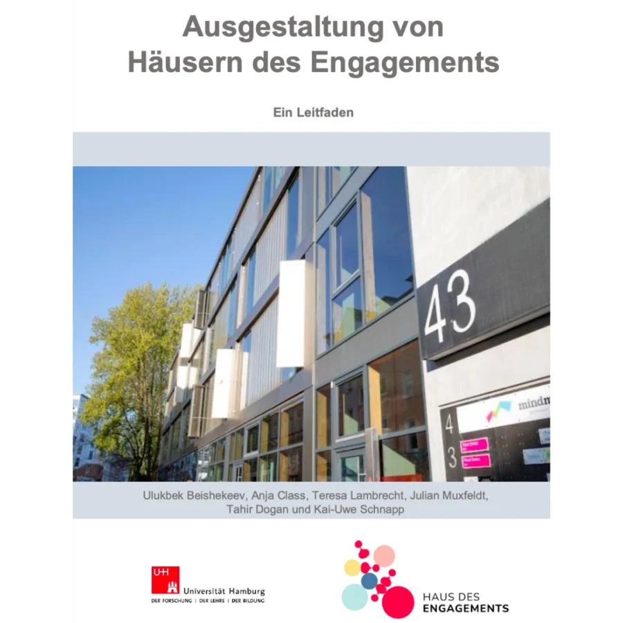 Bild zeigt die Titelseite des Leitfaden zur Ausgestaltung von Häusern des Engagements.