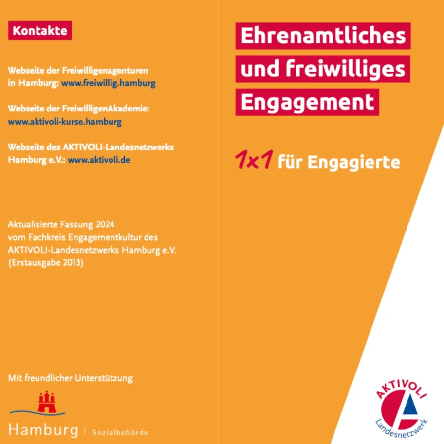 Bild zeigt einen Ausschnitt des Flyers 1x1 für Engagierte. Ehrenamtliches und freiwilliges Engagement.