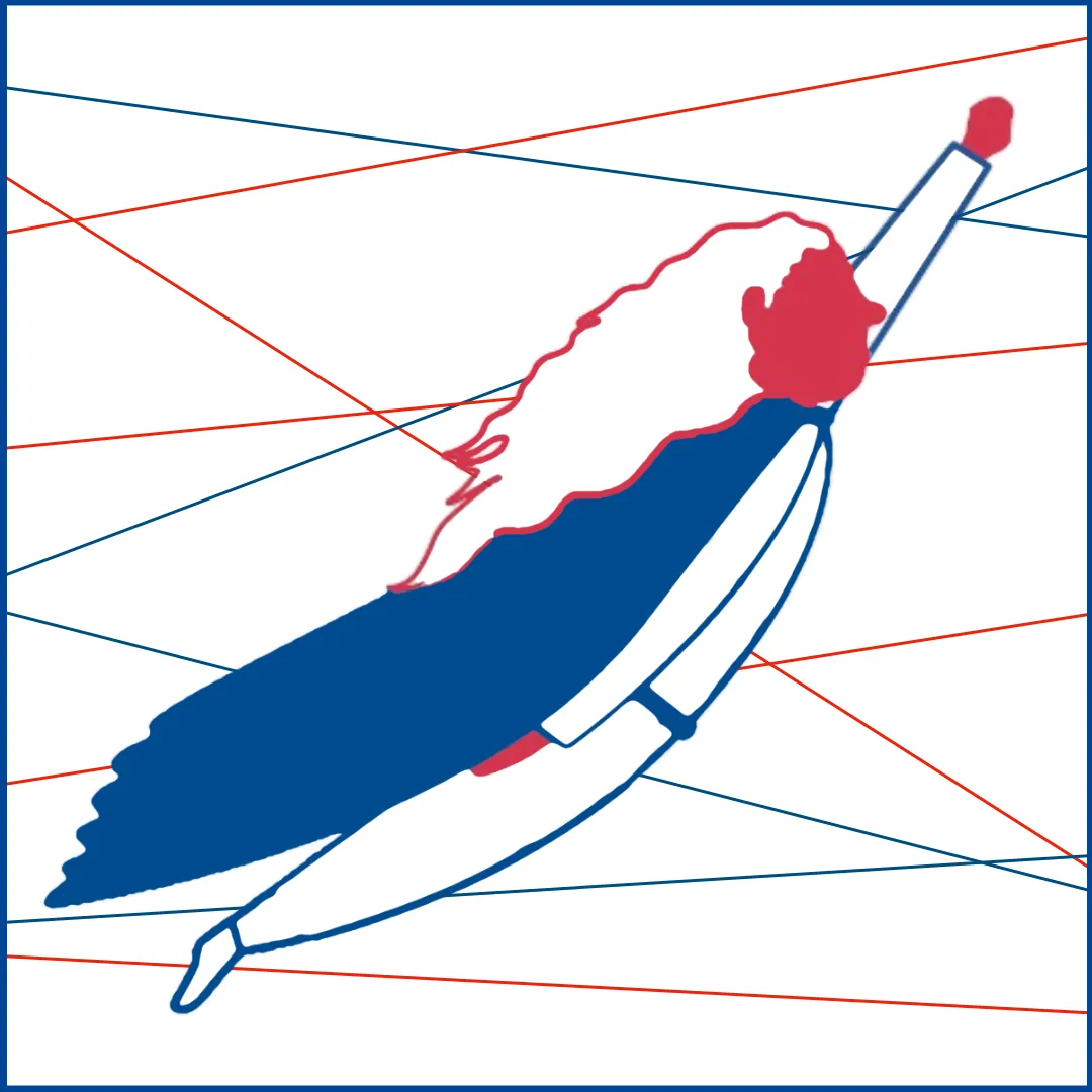 Bild zeigt im Stil von Supermann eine skizzierte Figur in den AKTIVOLI-Farben rot und blau. Im Hintergrund mehrere blaue und rote Linien, die ein Netz(werk) ergeben).